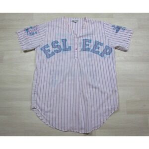 Vintage 80s ESLEEP Nightgown‎ Striped Baseball Ballpark Nightgown 1988